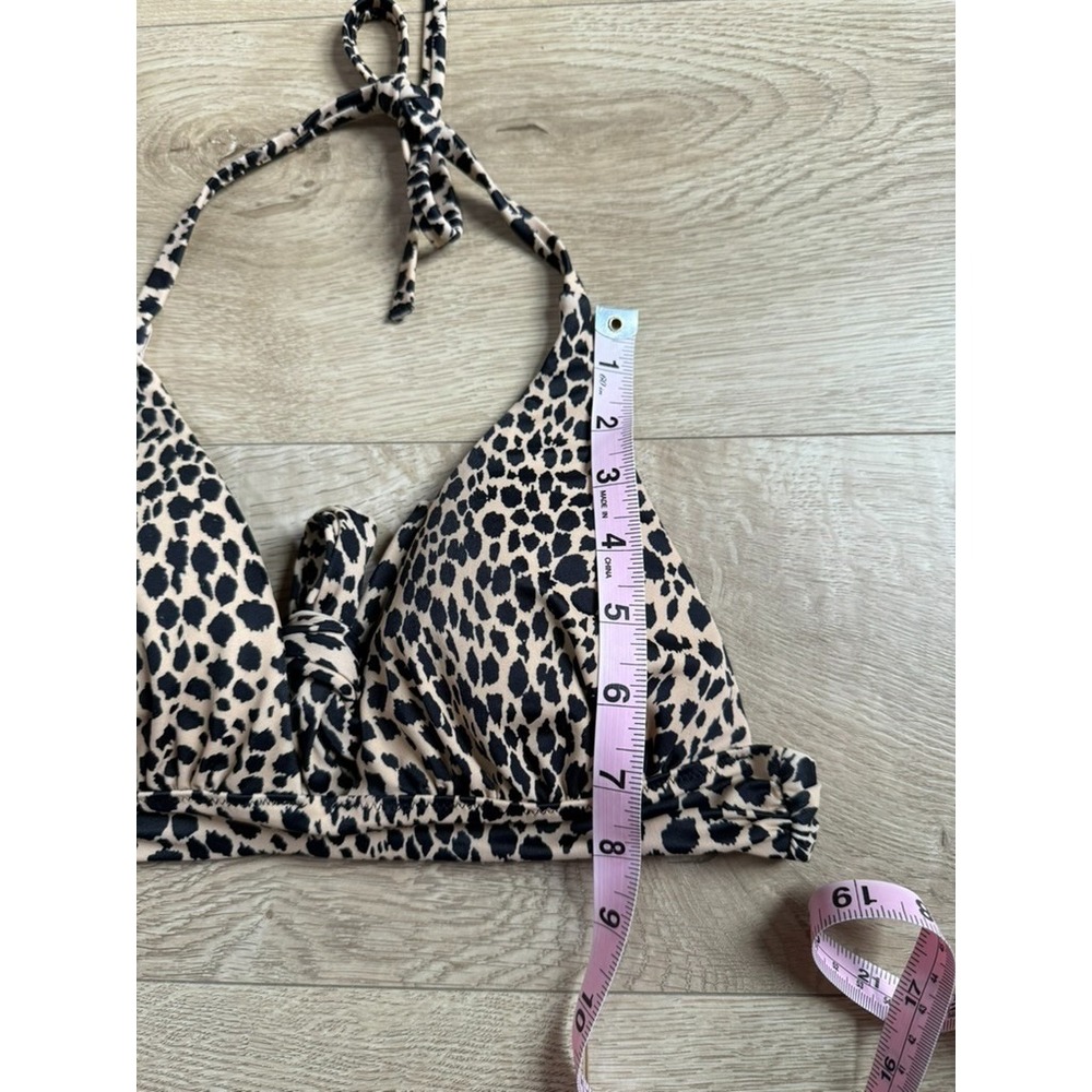 EUC Victoria Secret leopard print bikini top THE PLUNGE halter pushup size S - Picture 4 of 7